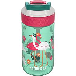 Foto van Schoolbeker/drinkbeker - 400 ml - lekvrij - schokbestendig - kambukka drinkflessen - lagoon pink flamingo