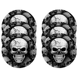 Foto van Halloween/horror schedel/doodshoofd bordjes - 12x - zwart - papier - d23 cm - feestbordjes