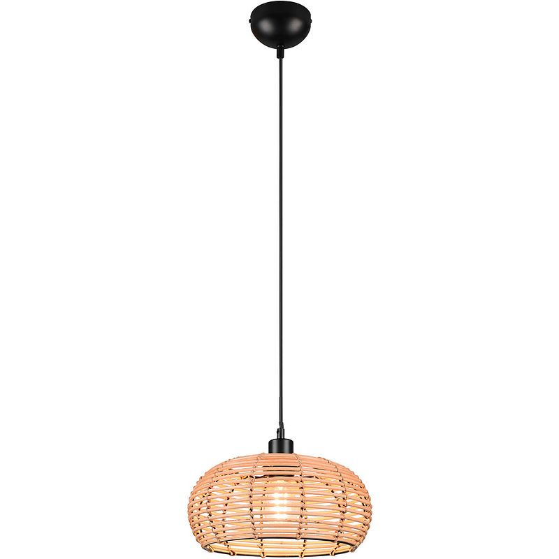 Foto van Led hanglamp - hangverlichting - trion irene - e27 fitting - 1-lichts - rond - bruin - hout