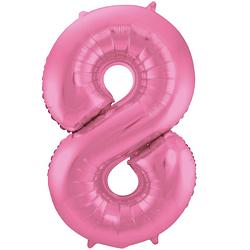 Foto van Cijfer 8 pink helium 86 cm