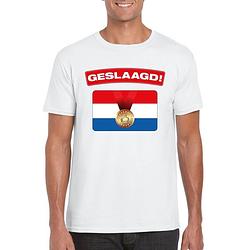 Foto van Geslaagd thema vlag t-shirt wit heren xl - feestshirts