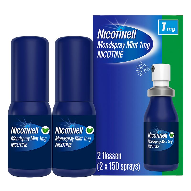 Foto van Nicotinell mondspray mint 1mg duo