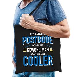 Foto van Postbode katoenen tas zwart voor heren - gewone man maar dan cooler - feest boodschappentassen