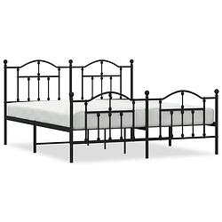 Foto van Vidaxl bedframe met hoofd- en voeteneinde metaal zwart 183x213 cm