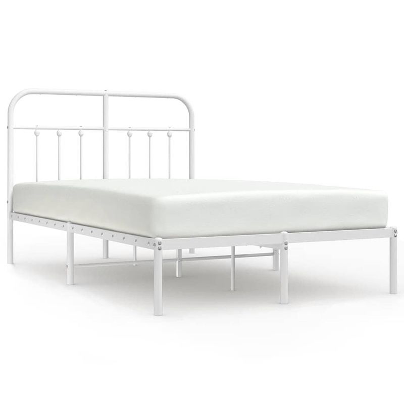 Foto van The living store klassiek bedframe - robuust metaal - extra opbergruimte - comfortabele ondersteuning - wit - 196 x 125