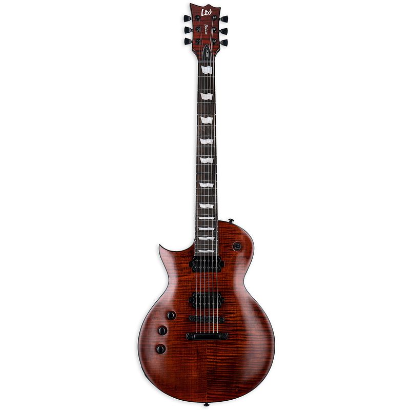 Foto van Esp ltd deluxe ec-1001 tiger eye linkshandige elektrische gitaar