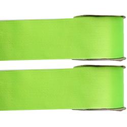 Foto van 2x hobby/decoratie lime groene satijnen sierlinten 2,5 cm/25 mm x 25 meter - cadeaulinten