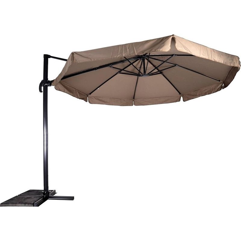 Foto van Zweefparasol virgo taupe ø350 cm - inclusief zware parasolvoet