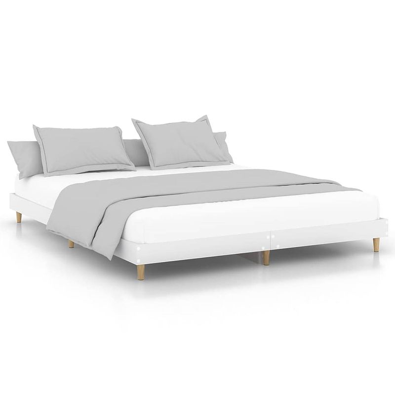 Foto van The living store bedframe - duurzaam materiaal - afmetingen- 203 x 143 x 20 cm - kleur- wit