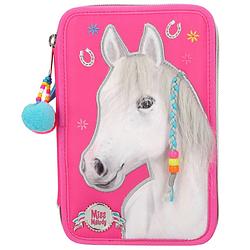 Foto van Miss melody etui paard 3-vaks 20 cm polyester roze 44-delig