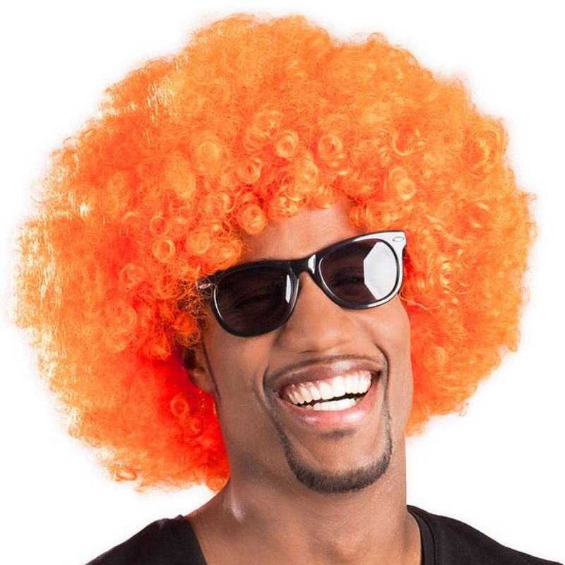 Foto van Oranje pruik afro - maat one-size - oranjefeest - ek/wk voetbal