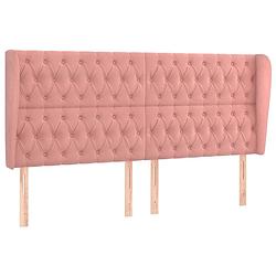 Foto van The living store hoofdeind roze fluweel - 183x23x118/128cm - verstelbare hoogte - stevige poten - comfortabele