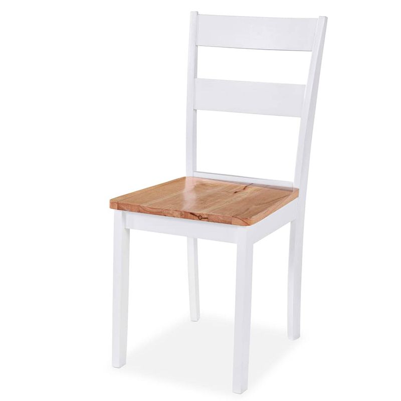 Foto van The living store eetkamerstoelen rubberwood - set van 6 - 40.5 x 47.5 x 95.5 cm - wit - natuurlijk hout