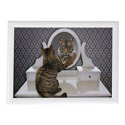 Foto van Schootkussen/laptray grappige kat en tijger print 43 x 33 cm - dienbladen