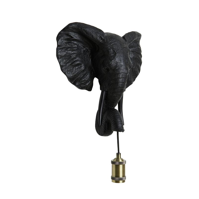 Foto van Light & living - wandlamp elephant - 35x13x36cm - zwart