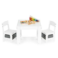 Foto van Dubbelzijdige kindertafel met stoeltjes 63x63x51cm wit