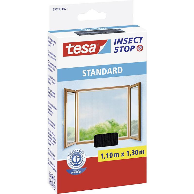 Foto van Vliegen/insecten opzet raam hor 1,3 x 1,1 m - tesa insecten werende hordoeken met klittenband