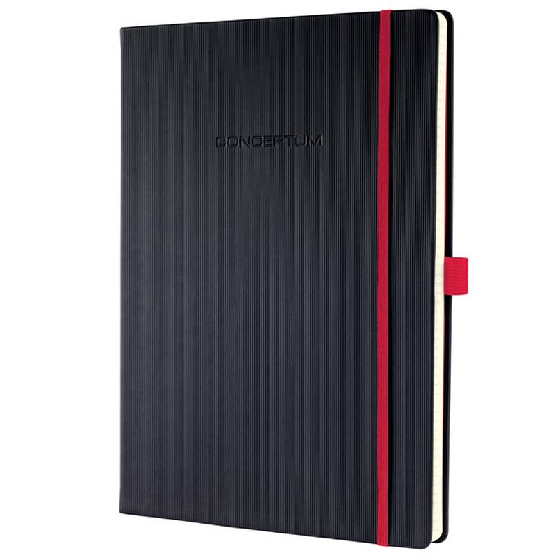 Foto van Notitieboek sigel conceptum red edition hardcover a4 zwart geruit