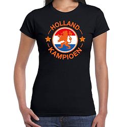 Foto van Zwart fan shirt / kleding holland kampioen met leeuw ek/ wk voor dames xl - feestshirts