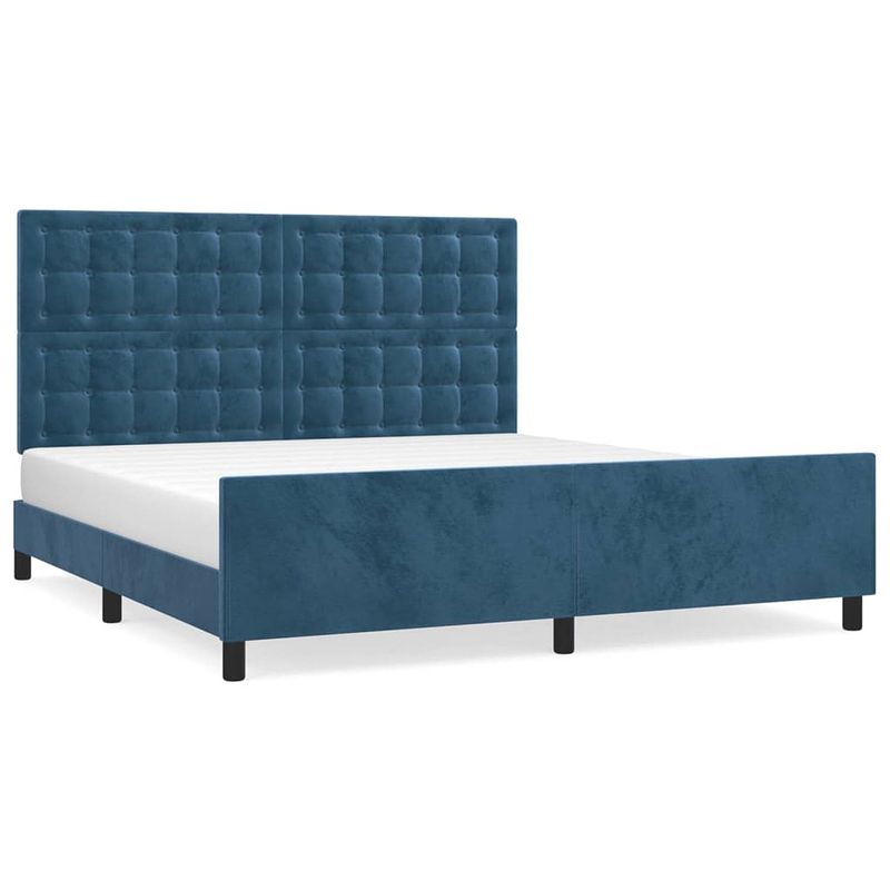 Foto van Vidaxl bedframe met hoofdeinde fluweel donkerblauw 180x200 cm