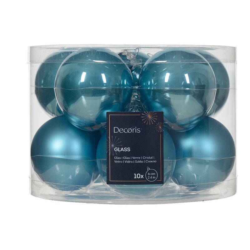 Foto van Decoris - kerstbal glas d5 cm sblw ass 12st kerst