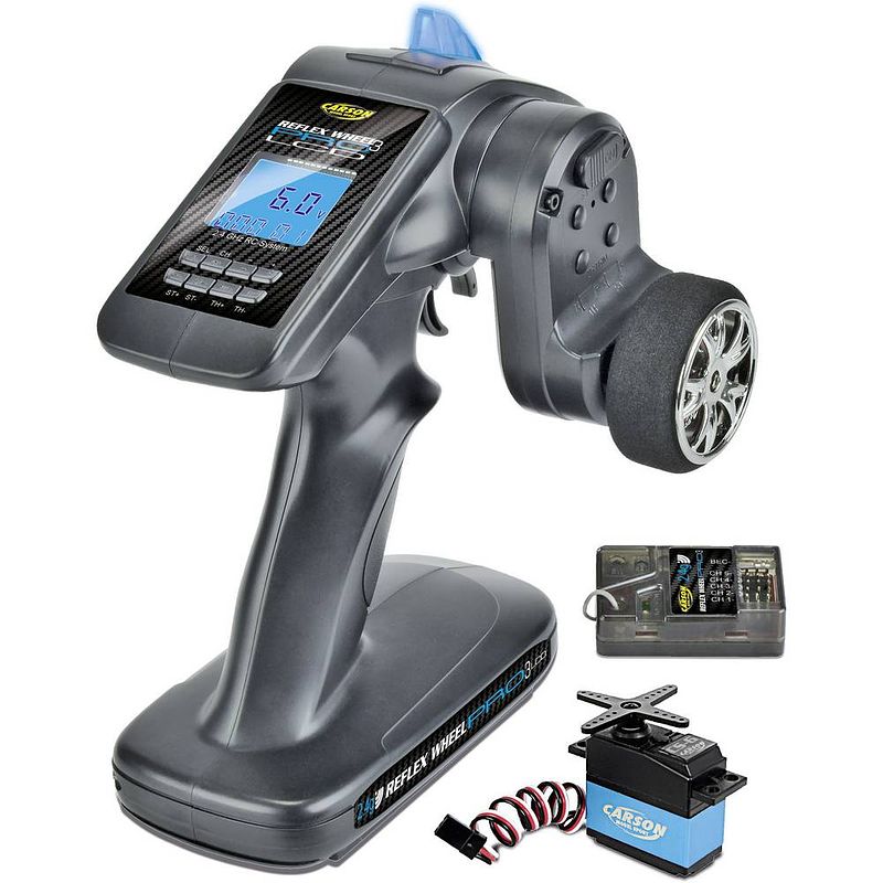 Foto van Carson modellsport reflex wheel pro iii lcd marine rc pistoolzender 2,4 ghz aantal kanalen: 3 incl. ontvanger