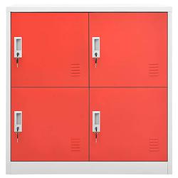 Foto van The living store lockerkast - staal - 90 x 45 x 92.5 cm - lichtgrijs en rood