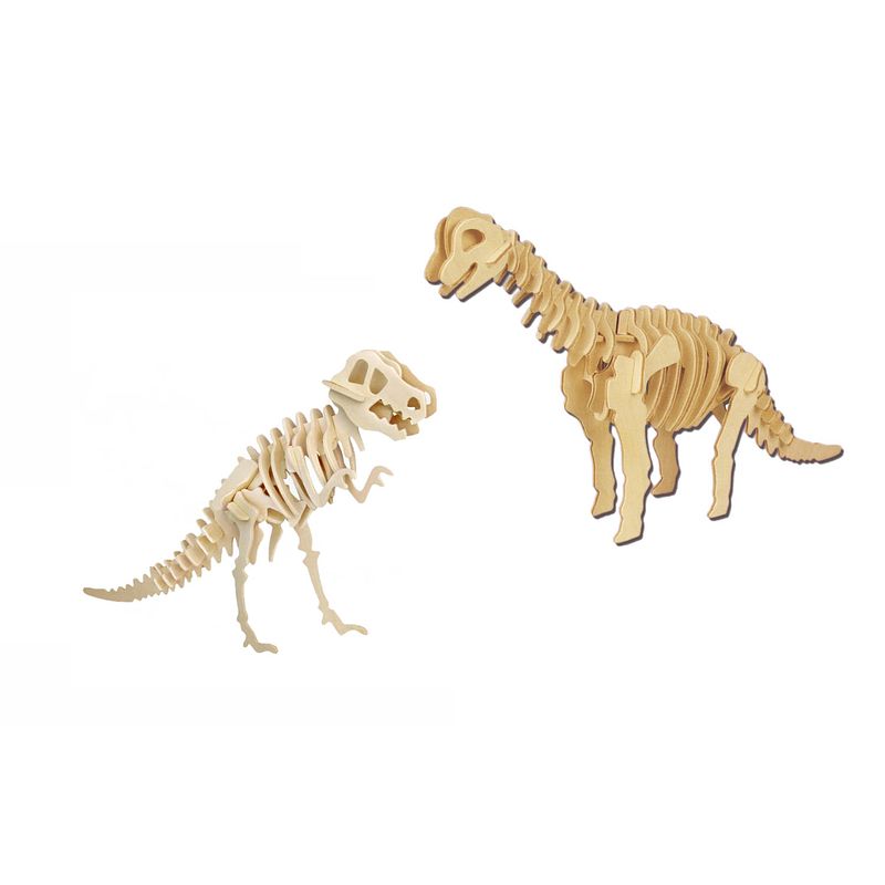 Foto van Houten 3d dino puzzel bouwpakket set t-rex en brachiosaurus - 3d puzzels