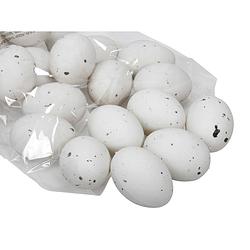 Foto van 24x stuks decoratie eieren plastic - h6 cm - wit - feestdecoratievoorwerp