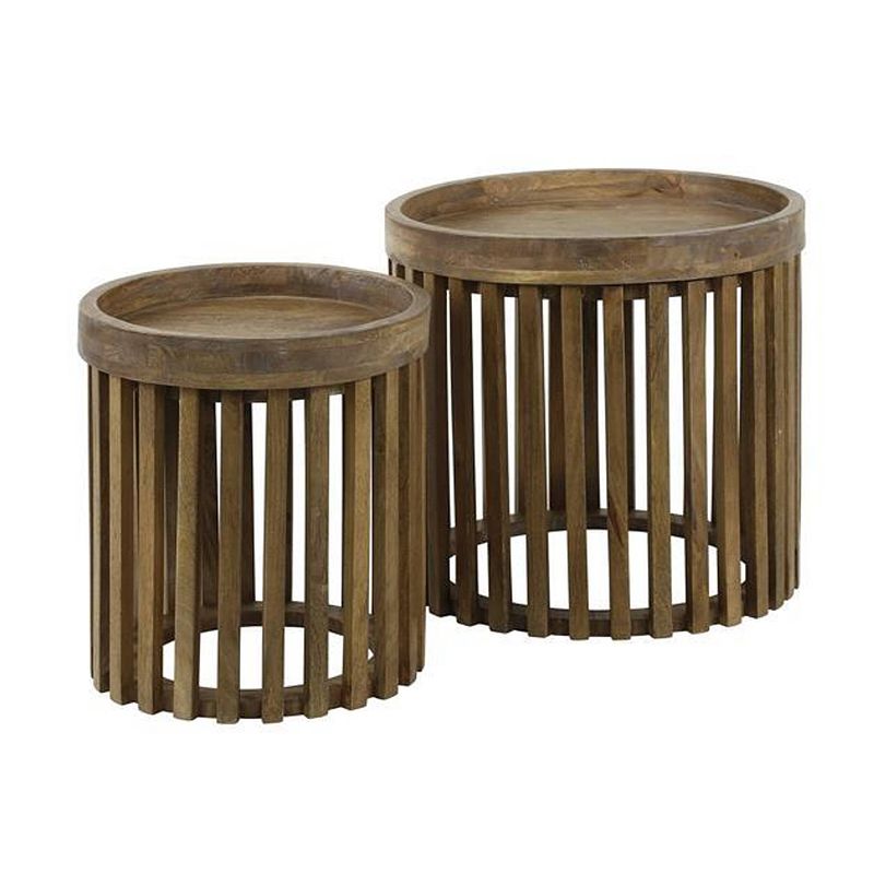 Foto van Giga meubel - bijzettafel massief mangohout - set van 2 - 45x45x45cm