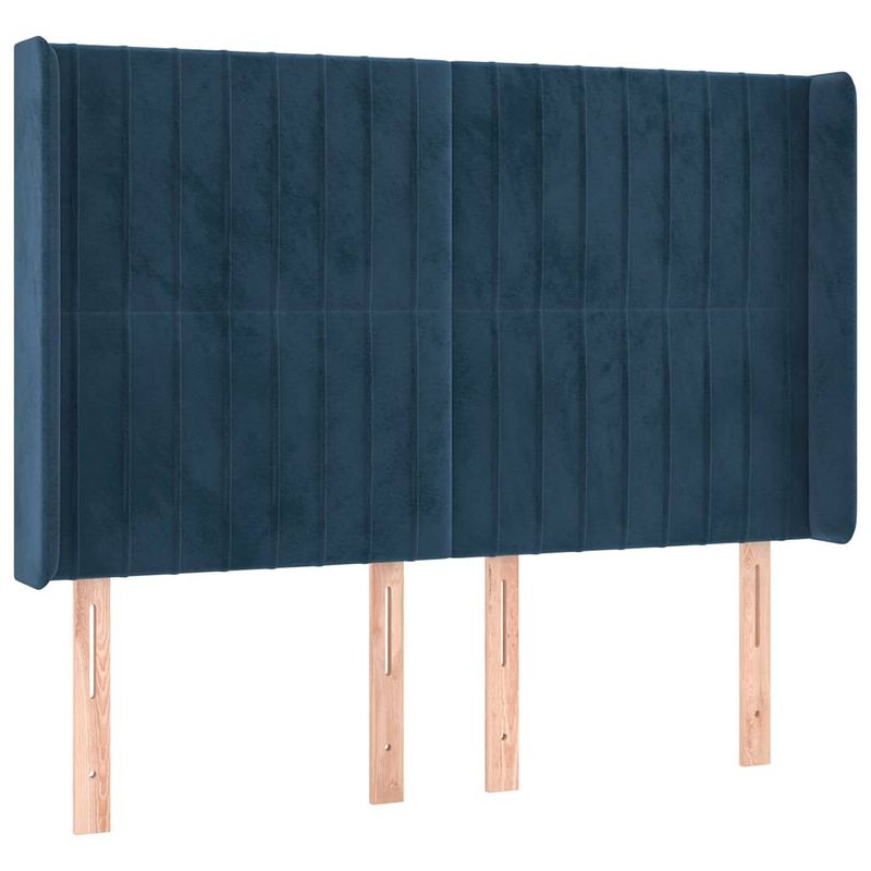 Foto van Vidaxl hoofdbord met randen 147x16x118/128 cm fluweel donkerblauw