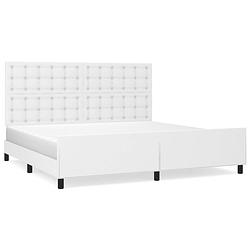 Foto van The living store bedframe - kunstleer - bedframe - 203 x 206 x 118/128 cm - wit