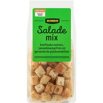 Foto van Jumbo salademix met knoflookcroutons en pitten 25g aanbieding bij jumbo | diverse soorten