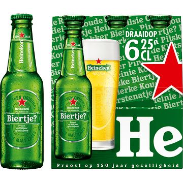 Foto van Heineken premium pilsener bier draaidop fles 6 x 25cl bij jumbo