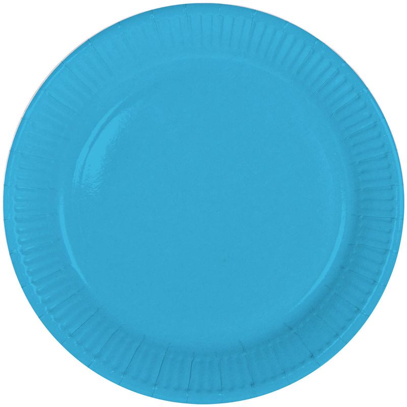 Foto van 16x stuks party gebak/eet bordjes van papier blauw 23 cm - feestbordjes
