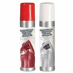 Foto van Guirca haarspray/bodypaint spray - 2x kleuren - wit en rood - 75 ml - verkleedhaarkleuring