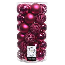 Foto van Fuchsia roze kerstversiering kerstballenset kunststof 6 cm 36x