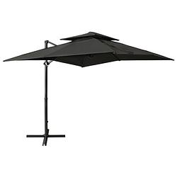 Foto van Vidaxl zweefparasol met dubbel dak 250x250 cm antracietkleurig