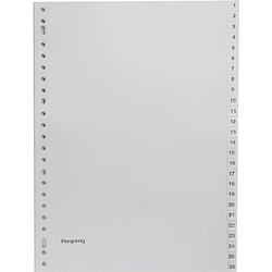 Foto van Pergamy tabbladen, ft a4, 23-gaatsperforatie, grijze pp, set 1-52 12 stuks