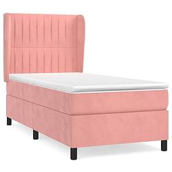 Foto van The living store boxspringbed - fluweel - pocketvering - middelharde ondersteuning - huidvriendelijk - roze - 203 x 83