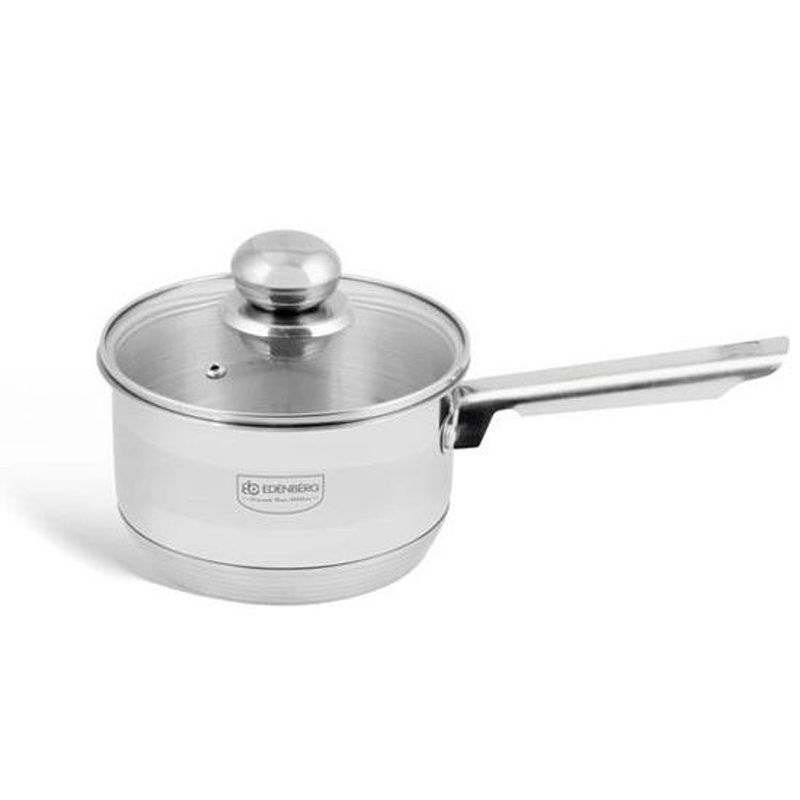 Foto van Edënbërg rvs steelpan met glazen deksel ø16 cm - eb-3033