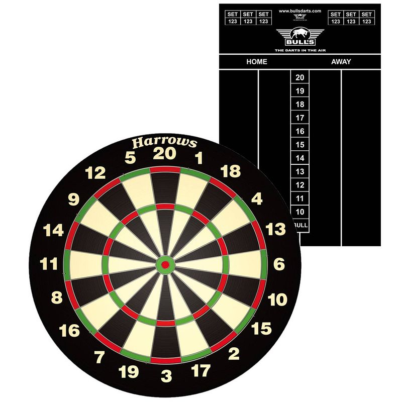 Foto van Dartbord harrows set compleet dia 45 cm met een scorebord - dartborden