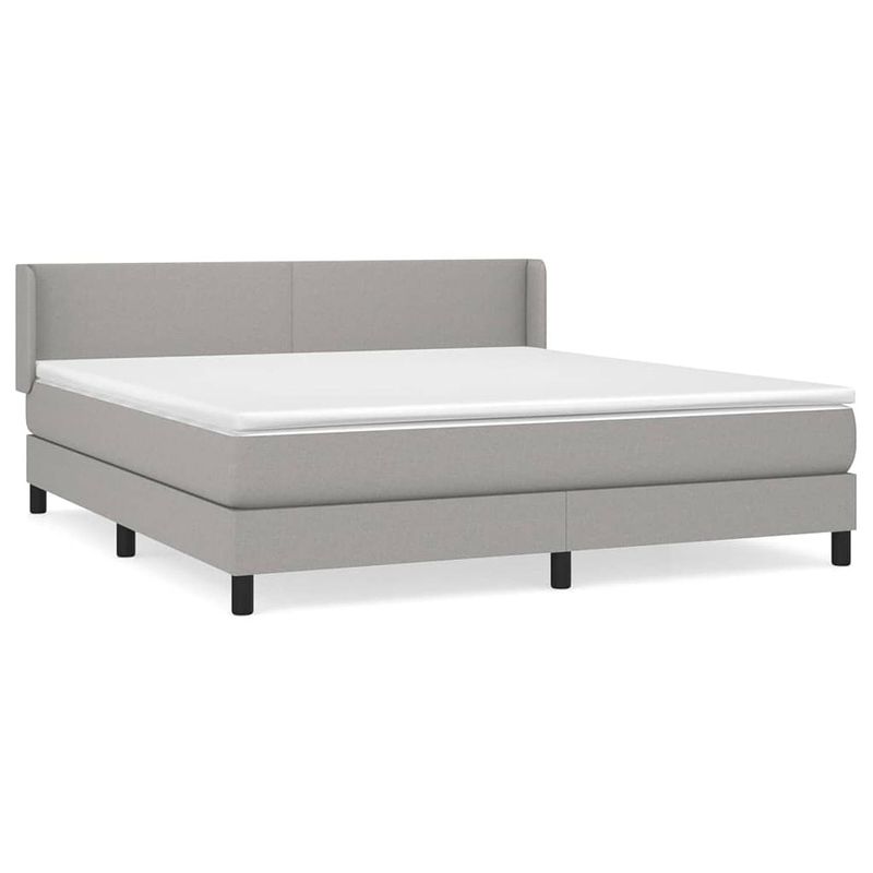 Foto van The living store boxspringbed - lichtgrijs - 203 x 183 x 78/88 cm - duurzaam - verstelbaar hoofdbord - pocketvering