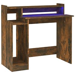 Foto van The living store bureau the living store s - bureau - gerookt eiken - 97 x 45 x 90 cm - met led-verlichting