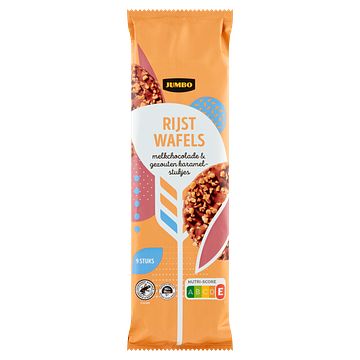 Foto van Jumbo rijstwafels melkchocolade & gezouten karamelstukjes 9 stuks