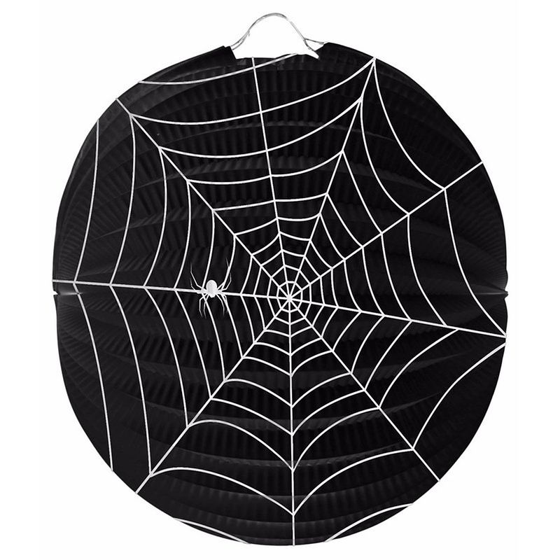 Foto van Halloween - 10x bol lampionnen spinnenweb 22 cm - feestlampionnen
