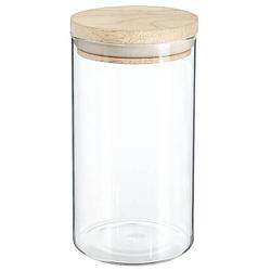 Foto van Voorraadbus/voorraadpot 1l glas met houten deksel - voorraadpot