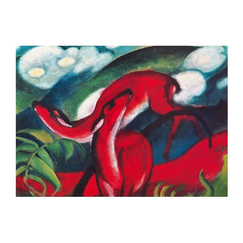 Foto van Franz marc - the red deer kunstdruk 80x60cm