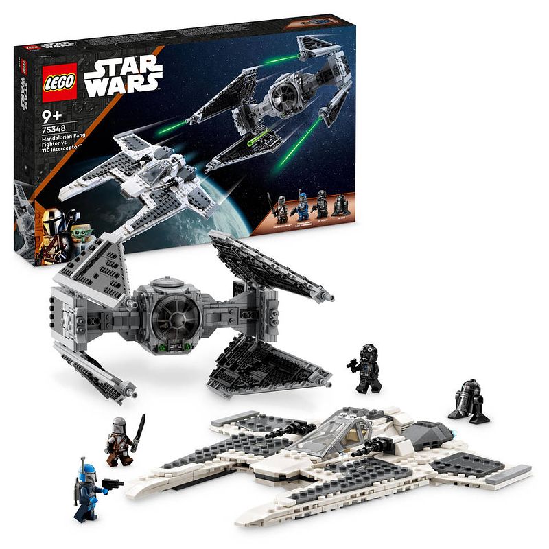 Foto van Lego star wars mandalorian fang fighter vs. tie interceptor 75348