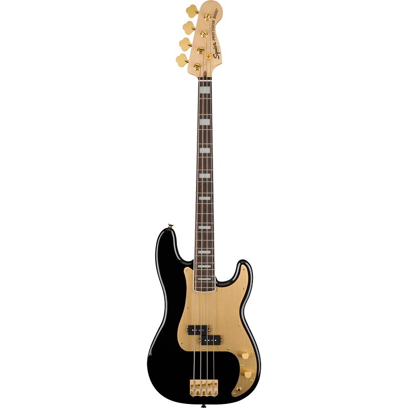 Foto van Squier 40th anniversary precision bass gold edition il black elektrische basgitaar